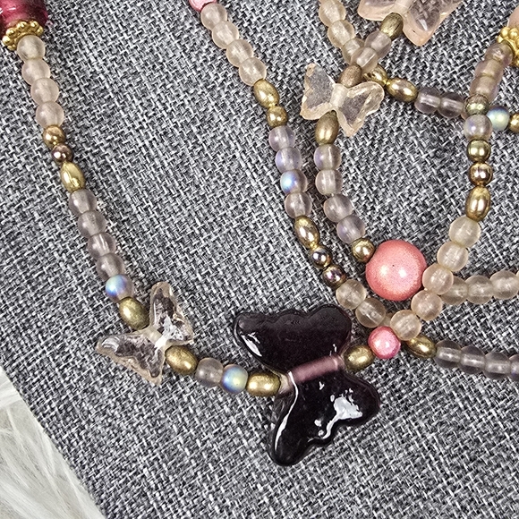 Vintage Pullover Butterfly Bead Necklace - Picture 8 of 12